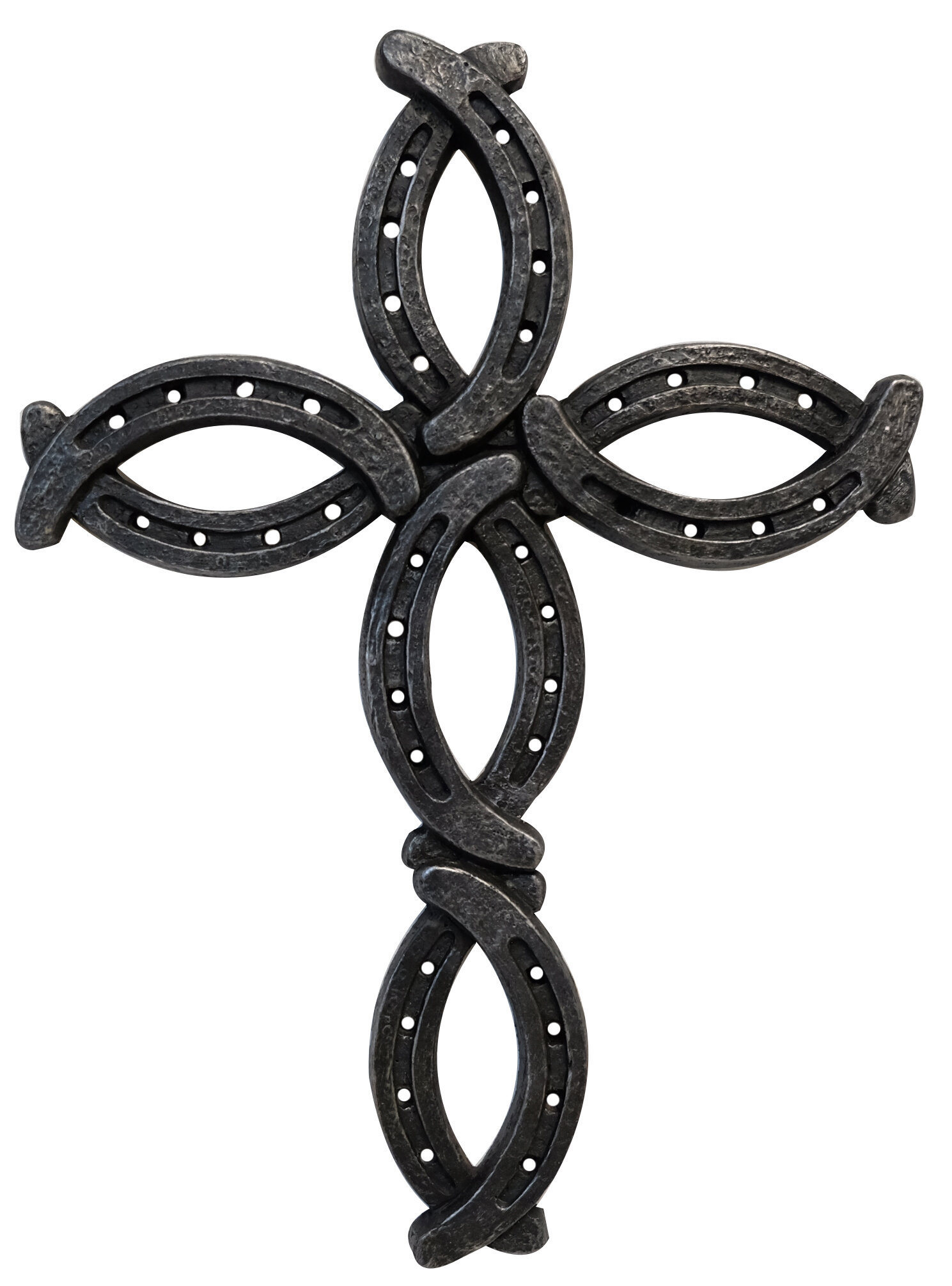 Horseshoe Cross, Metal Art, Iron shops Wall Decor, Wall Hangings - Stylized Horseshoe Cross - Large Clover